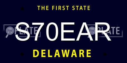 S70EAR Delaware License Plate