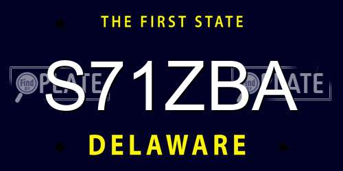 S71ZBA Delaware License Plate