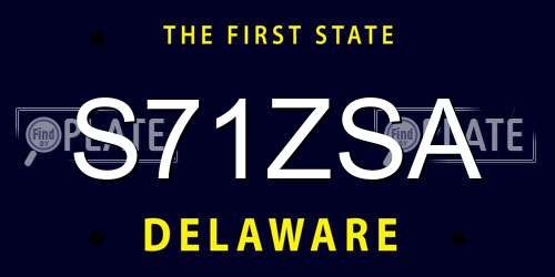 S71ZSA Delaware License Plate