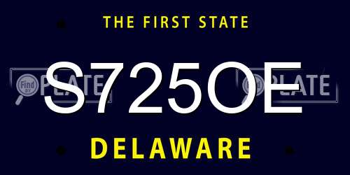S725OE Delaware License Plate