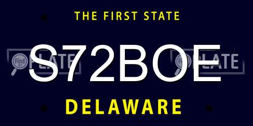 S72BOE Delaware License Plate