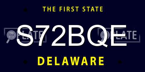 S72BQE Delaware License Plate