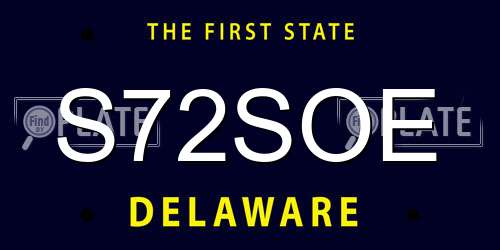 S72SOE Delaware License Plate