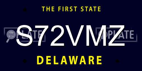 S72VMZ Delaware License Plate