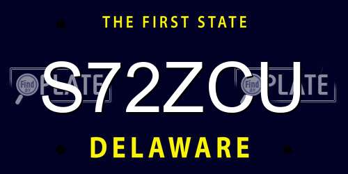 S72ZCU Delaware License Plate