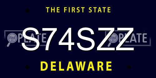 S74SZZ Delaware License Plate