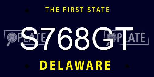 S768GT Delaware License Plate