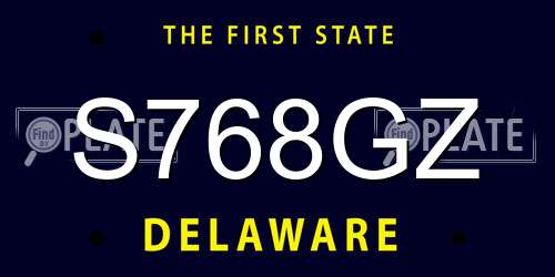 S768GZ Delaware License Plate