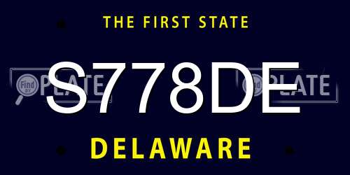 S778DE Delaware License Plate