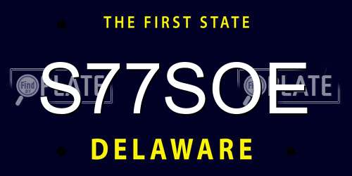 S77SOE Delaware License Plate
