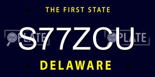 S77ZCU Delaware License Plate