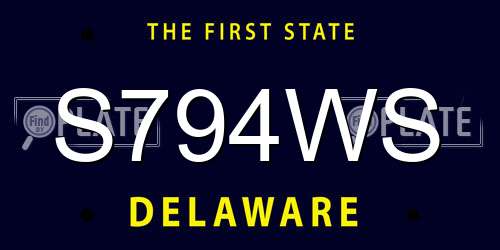 S794WS Delaware License Plate