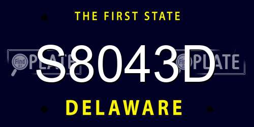 S8043D Delaware License Plate
