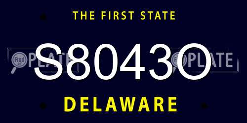 S8043O Delaware License Plate