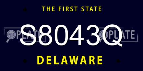 S8043Q Delaware License Plate