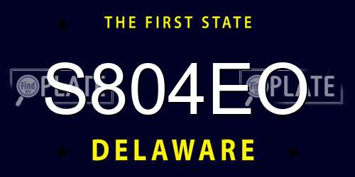 S804EO Delaware License Plate
