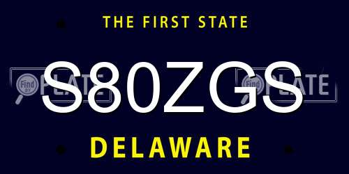 S80ZGS Delaware License Plate