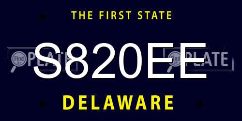 S820EE Delaware License Plate