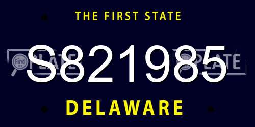 S821985 Delaware License Plate