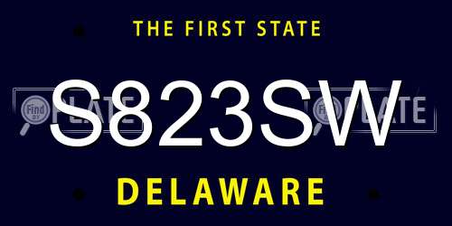 S823SW Delaware License Plate