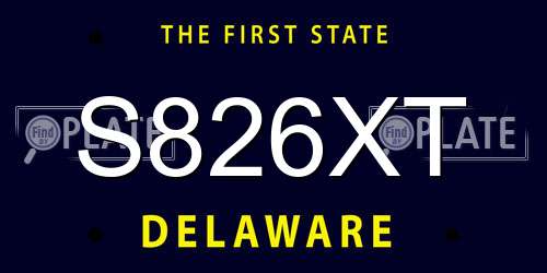 S826XT Delaware License Plate