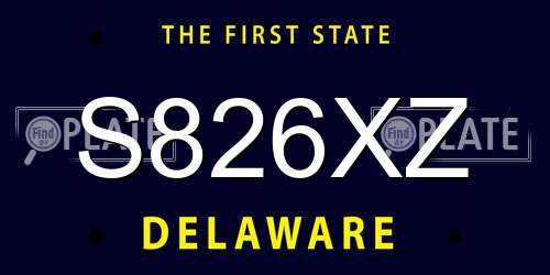 S826XZ Delaware License Plate