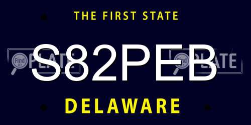 S82PEB Delaware License Plate