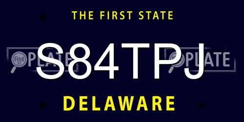 S84TPJ Delaware License Plate