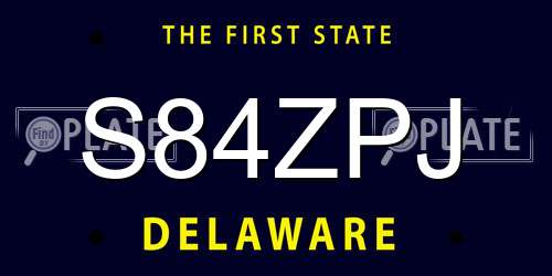 S84ZPJ Delaware License Plate