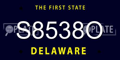 S8538O Delaware License Plate