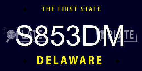 S853DM Delaware License Plate