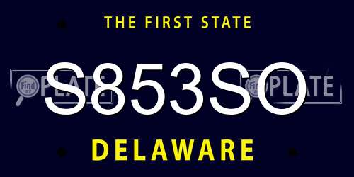 S853SO Delaware License Plate