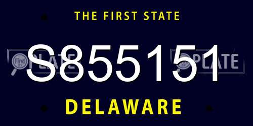 S855151 Delaware License Plate