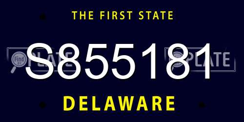 S855181 Delaware License Plate