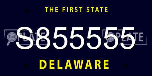S855555 Delaware License Plate