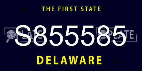 S855585 Delaware License Plate