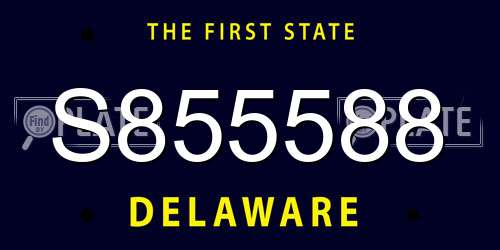 S855588 Delaware License Plate
