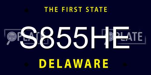 S855HE Delaware License Plate
