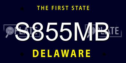 S855MB Delaware License Plate