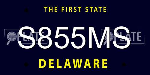 S855MS Delaware License Plate