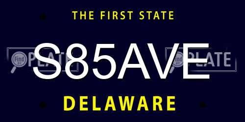 S85AVE Delaware License Plate