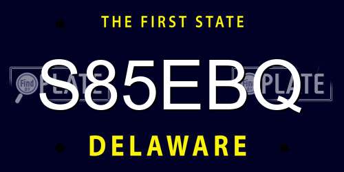 S85EBQ Delaware License Plate