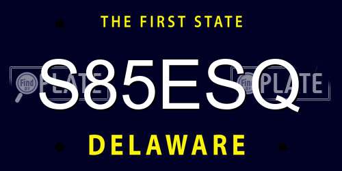 S85ESQ Delaware License Plate