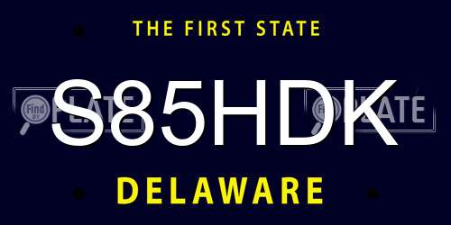 S85HDK Delaware License Plate