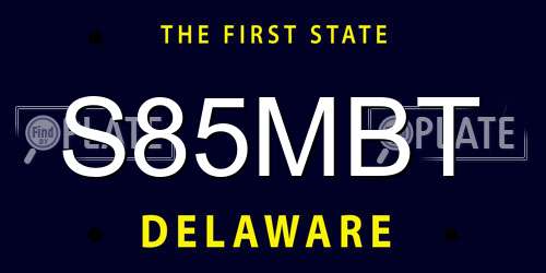 S85MBT Delaware License Plate