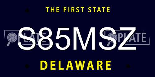 S85MSZ Delaware License Plate