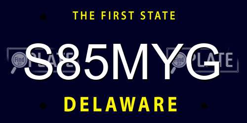 S85MYG Delaware License Plate