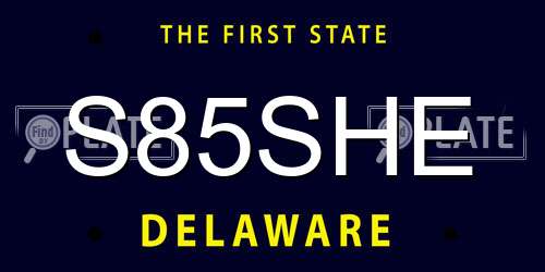 S85SHE Delaware License Plate