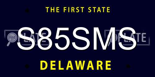 S85SMS Delaware License Plate