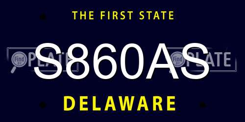 S860AS Delaware License Plate